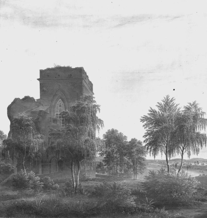 August Heinrich Schirmer Das Belvedere bei Knoblauch mit Aussicht auf Paretz  1827 (C) SPSG Original verschollen-Ausschnitt