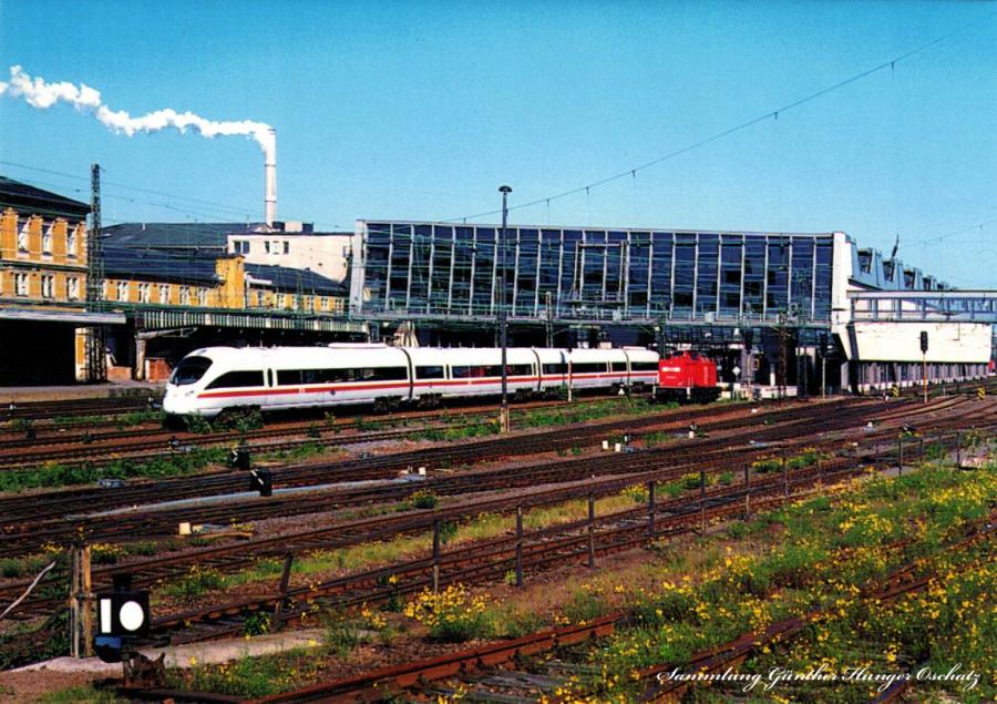 Diesel-ICE der Baureihe 604  bei Ausfahrt aus Chemnitz Hauptbahnhof