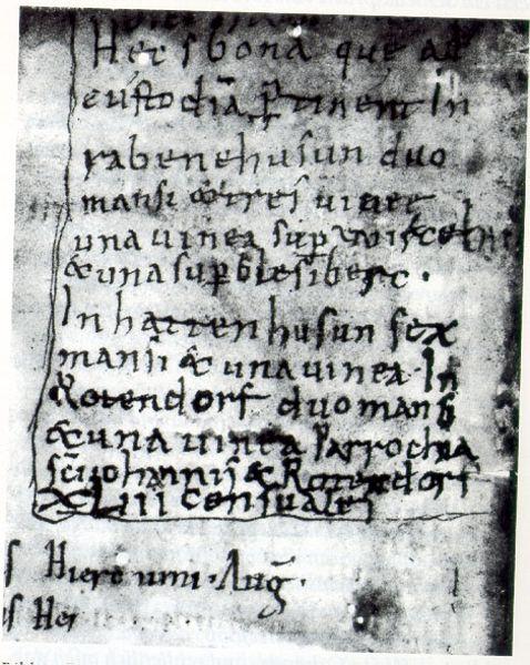 Erste urkundliche Erwähnung Rottendorfs um 1025