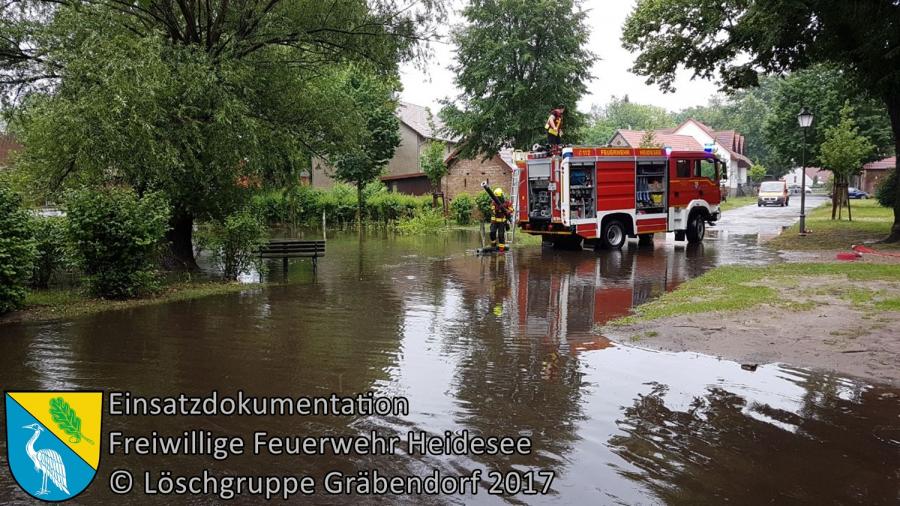 Einsatz 77/2017 | Straße unter Wasser | Gräbendorf Dorfanger | 29.06.2017