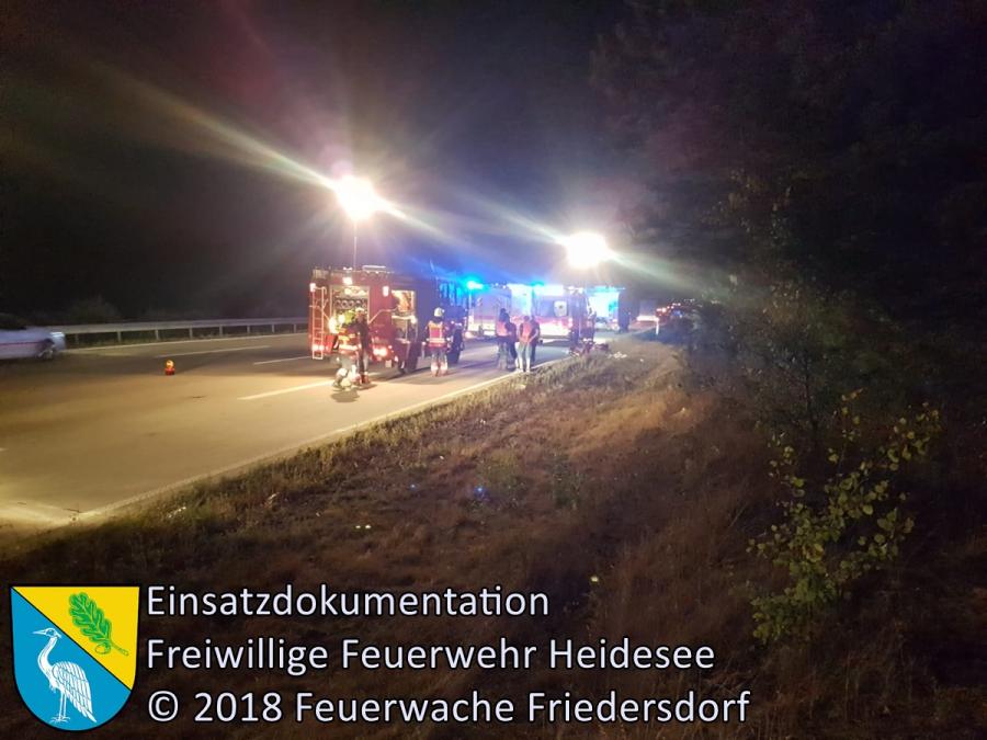 Einsatz 116/2018 | PKW überschlagen mit Brandfolge | BAB 10 AD Spreeau - AS Niederlehme | 25.08.2018
