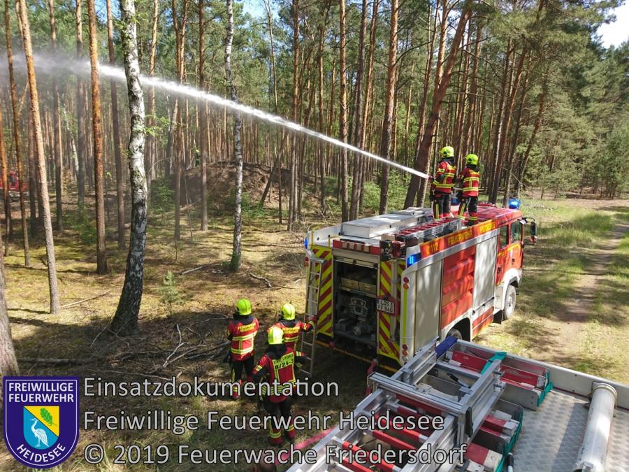 Einsatz 53/2019 | Nachlöscharbeiten 200m² Waldbodenbrand | Prieros Radweg Ri. Märkisch Buchholz | 30.05.2019