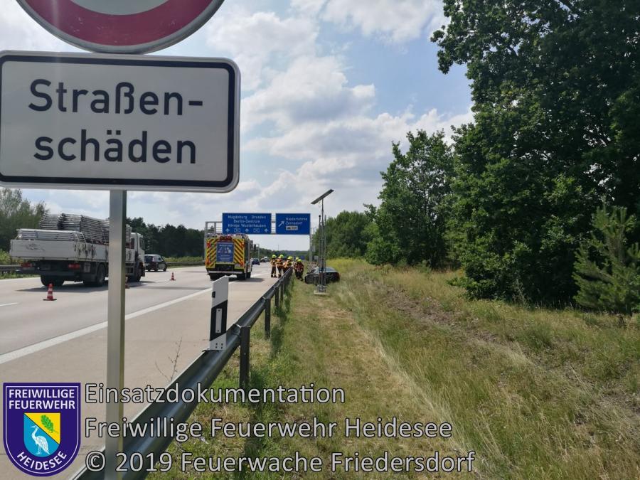 Einsatz 82/2019 | PKW in Graben | BAB 10 AD Spreeau - AS Niederlehme | 22.06.2019