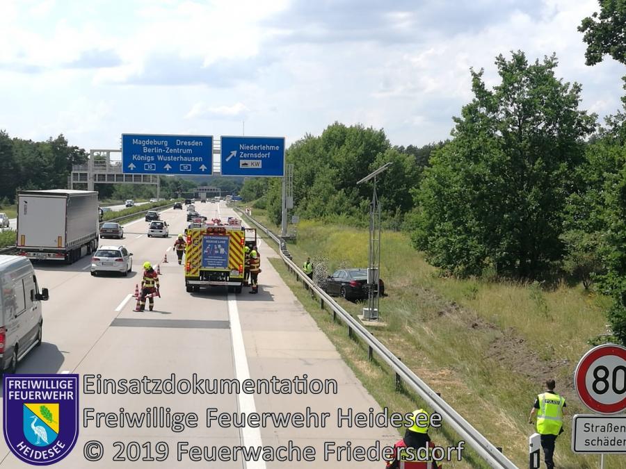 Einsatz 82/2019 | PKW in Graben | BAB 10 AD Spreeau - AS Niederlehme | 22.06.2019