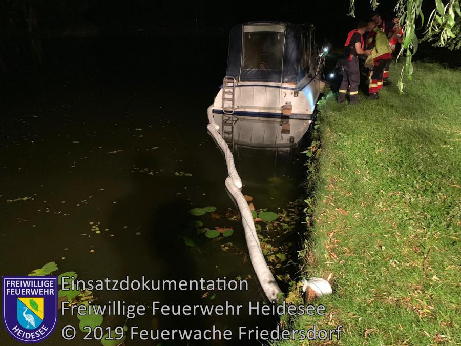 Einsatz 85/2019 | auslaufender Diesel aus Boot | Wolzig Storkower Kanal | 26.06.2019