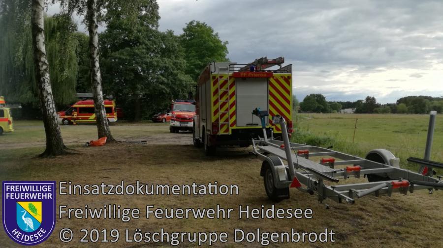 Einsatz 94/2019 | Bootsunfall | Kolberg Wolziger See | 08.07.2019