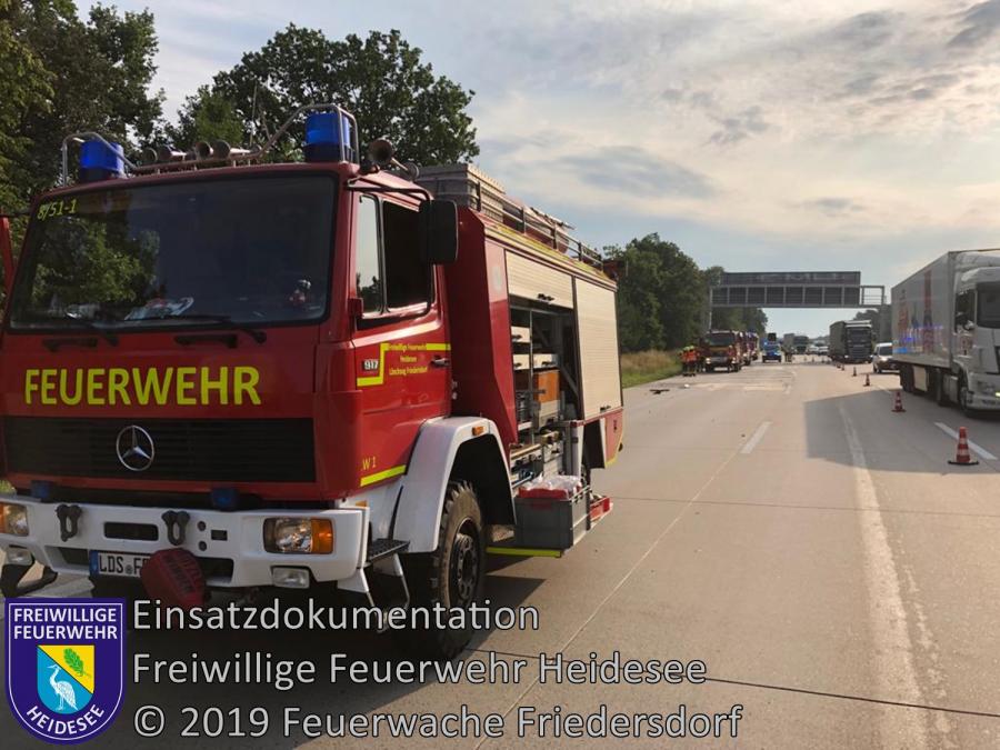 Einsatz 112/2019 | VU 2x LKW 1x Transporter | BAB 10 AD Spreeau - AS Niederlehme | 29.07.2019