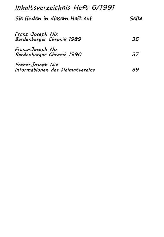 Inhaltsverzeichnis Heft 6/1991-2