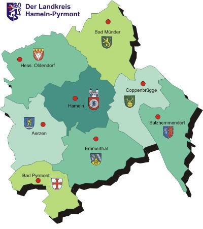 Landkreis mit Wappen Landkreis mit Wappen