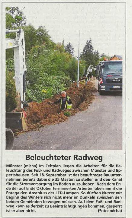 Bauarbeiten am Radweg Müsnter-Eppertshausen