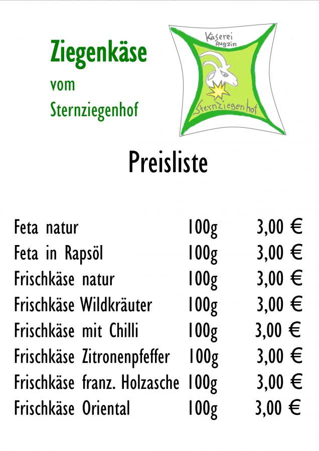 Preisliste Sternziegenhof Augzin