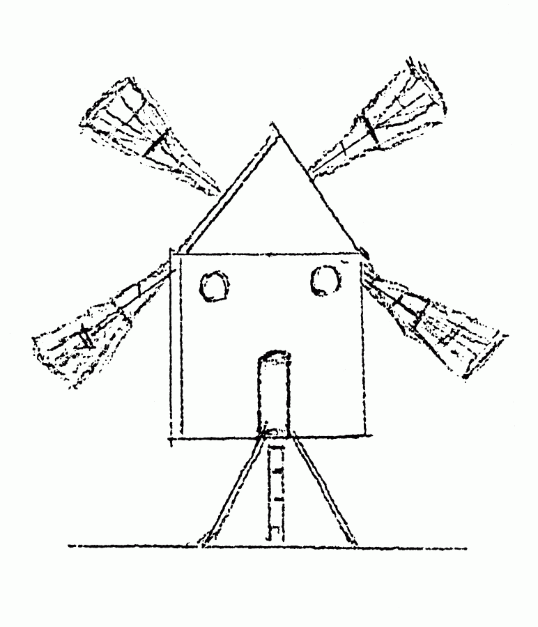 Zeichnung der Bockwindmühle Schorrentin 1827