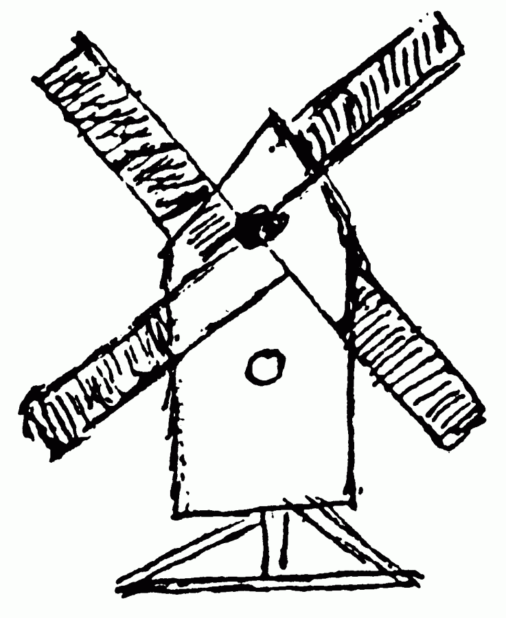Zeichnung der Bockwindmühle Schorrentin 1842