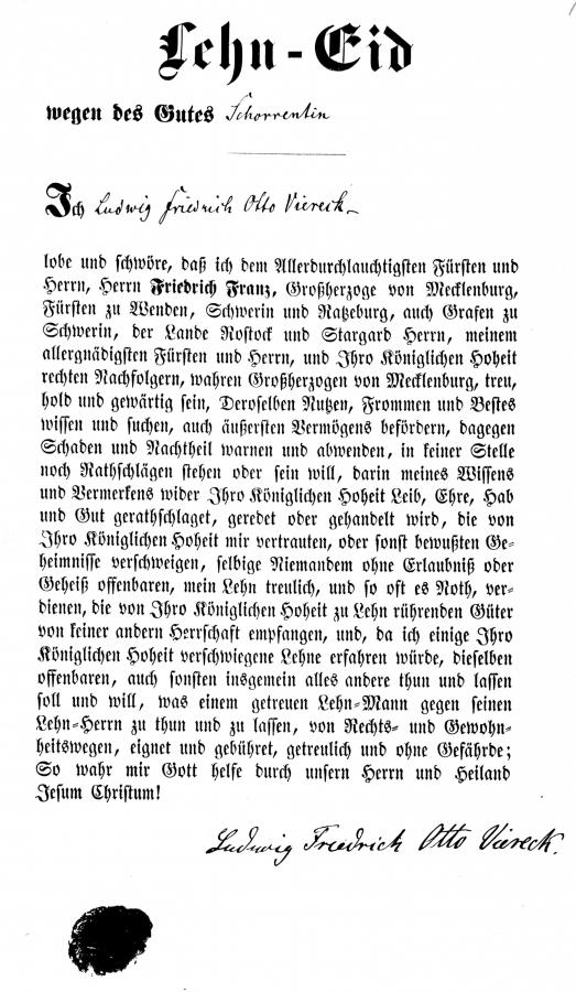 Lehneid für Ludwig Friedrich Otto Viereck vom 11.6.1869
