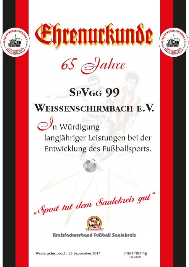 Urkunde SpVgg 99 Weißenschirmbach