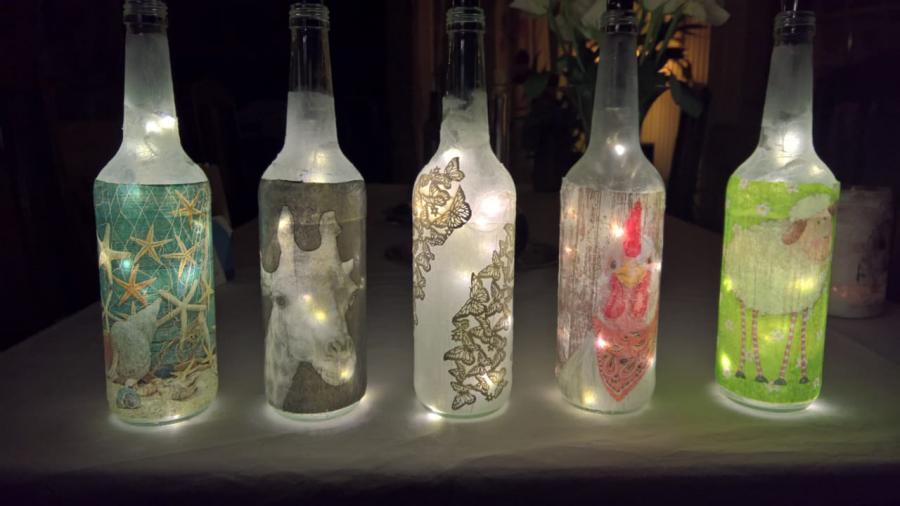 Lichterflaschen der besonderen Art , individuell, einmalig...