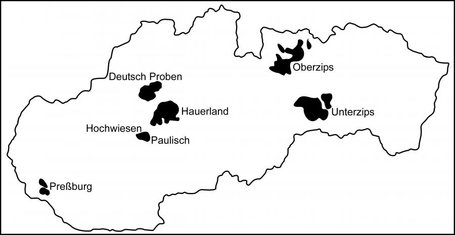 Die deutschen Sprachgebiete der Slowakei vor 1945