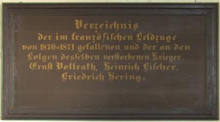 Kirchentafel 1870 - 1871
