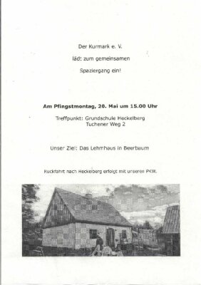 Veranstaltung: Pfingstmontag-Spaziergang zum Lehmhaus Beerbaum
