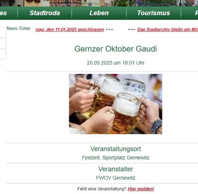 Veranstaltung: Gernzer Oktober Gaudi Sa 20.09.2025