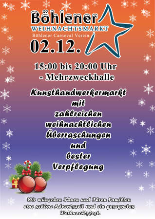 Plakat: Am 02.12.2023 ist Weihnachtsmarkt in Böhlen (Bild vergrößern)