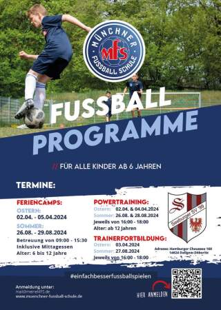 Veranstaltung: Sommer Fu&szlig;ballcamp, Powertraining und Trainerfortbildung mit der M&uuml;nchner Fu&szlig;ballschule