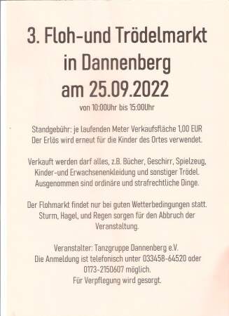 3. Floh-und Trödelmarkt in Dannenberg am 25.09.2022