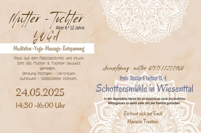 Veranstaltung: Kulturverein Schottersmühle e.V. - Mutter -Tochter Yoga Sa 24. 05. 2025