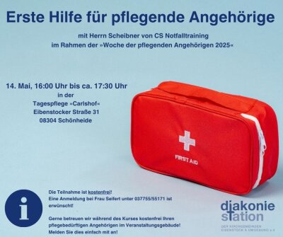 Veranstaltung: Erste Hilfe für pflegende Angehörige Mi 14. 05. 2025