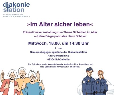 Veranstaltung: Im Alter sicher leben - Präventionsveranstaltung mit dem Bürgerpolizisten Mi 18. 06. 2025