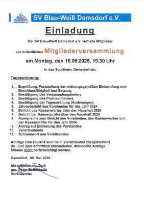 Veranstaltung: Mitgliederversammlung Mo 16. 06. 2025