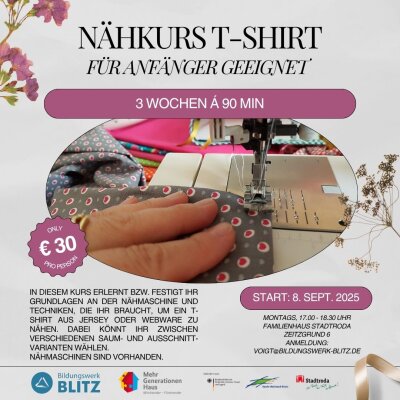 Veranstaltung: Nähkurs T-Shirt (3 von 3) Mo 22.09.2025