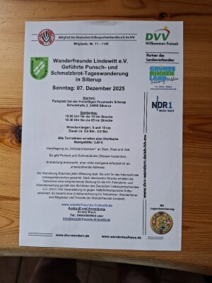 Veranstaltung: IVV-Geführte Punsch- und Schmalzbrot-Tageswanderung in Sillerup So 07.​12.​2025