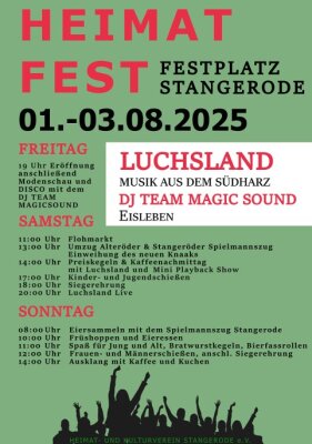 Veranstaltung: Heimatfest Stangerode 01.  -  03. Aug 2025