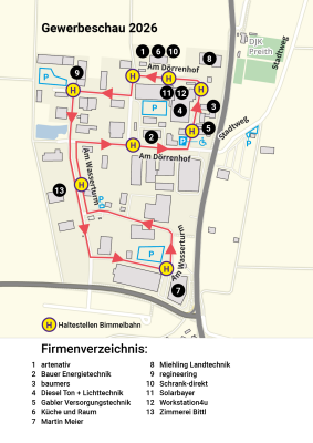 Übersichtsplan der teilnehmenden Firmen und Haltestellen (Bild vergr&ouml;&szlig;ern)