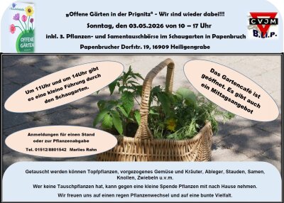 Veranstaltung: Offene G&auml;rten in der Prignitz _ Pflanzentausch So 03.​05.​2026