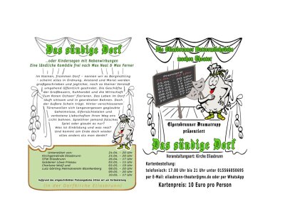 Terminübersicht der Veranstaltung und Informationen für Vorbestellung, bzw. Rückfragen