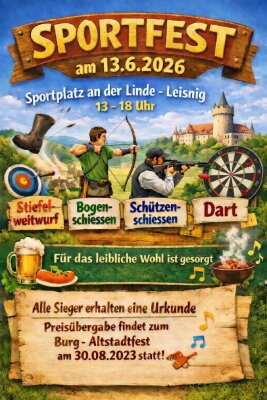 Sportarten: Stiefelweitwurf, Luftgewehrschießen, Dart, Bogenschießen (Bild vergr&ouml;&szlig;ern)