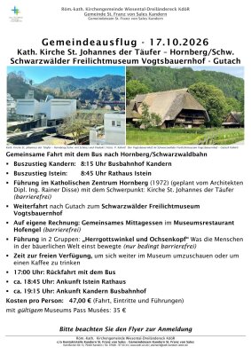 Plakat zum Gemeindeausflug der Kath. Gemeinde Kandern St. Franz von Sales (Bild vergr&ouml;&szlig;ern)