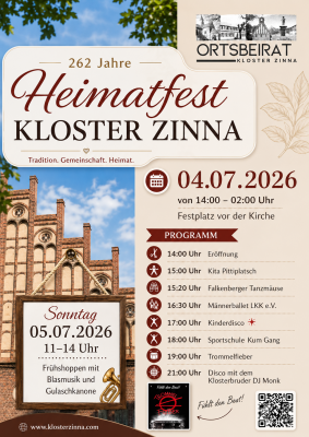 Veranstaltung: Heimatfest Kloster Zinna Sa 04.​07.​2026