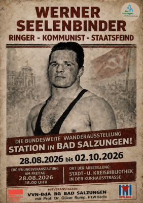 Plakat Wanderausstellung "Werner Seelenbinder" (Bild vergr&ouml;&szlig;ern)