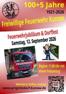 Einladung zum Kunower Feuerwehrjubiläum und Dorffest