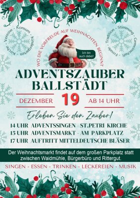 Werbung für das Adventssingen und den Adventsmarkt Ballstädt