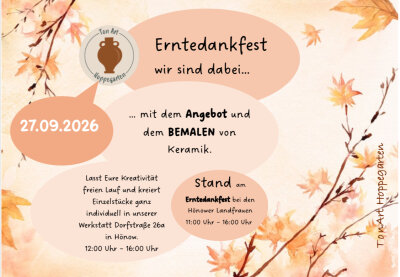 Flyer zum Erntedankfest 2026 mit weiteren Hinweisen zu Ort und Zeit der Veranstaltung