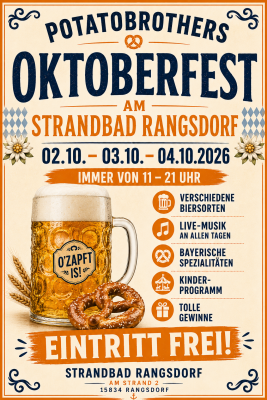 Veranstaltung: Ozapft is! Das Oktoberfest kommt ins Strandbad Rangsdorf! 02. – 04.10.2026