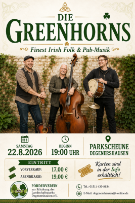Veranstaltung: Die Greenhorns - Konzert in der Parkscheune Degenershausen Sa 22.​08.​2026