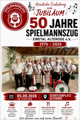 Veranstaltung: 50. Jahre Spielmannszug Einetal Alterode e.V. Sa 05.​09.​2026