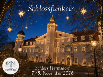 beleuchtetes Schloss Hermsdorf, KI-unterstützt