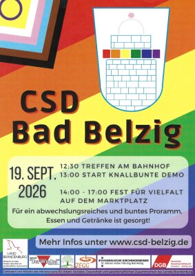 CSD Bad Belzig Infos in bunten Regenbogen- und LGBTQI+-Farben