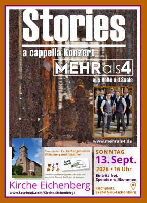 A cappella Ensemble Mehr als 4 in der Kirche Eichenberg mit neuem Programm (Bild vergr&ouml;&szlig;ern)